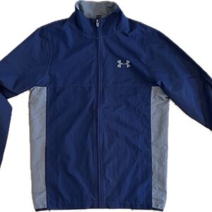 Under Armour Windbreaker Jacket Full Zip Blue and Grey Men's Small